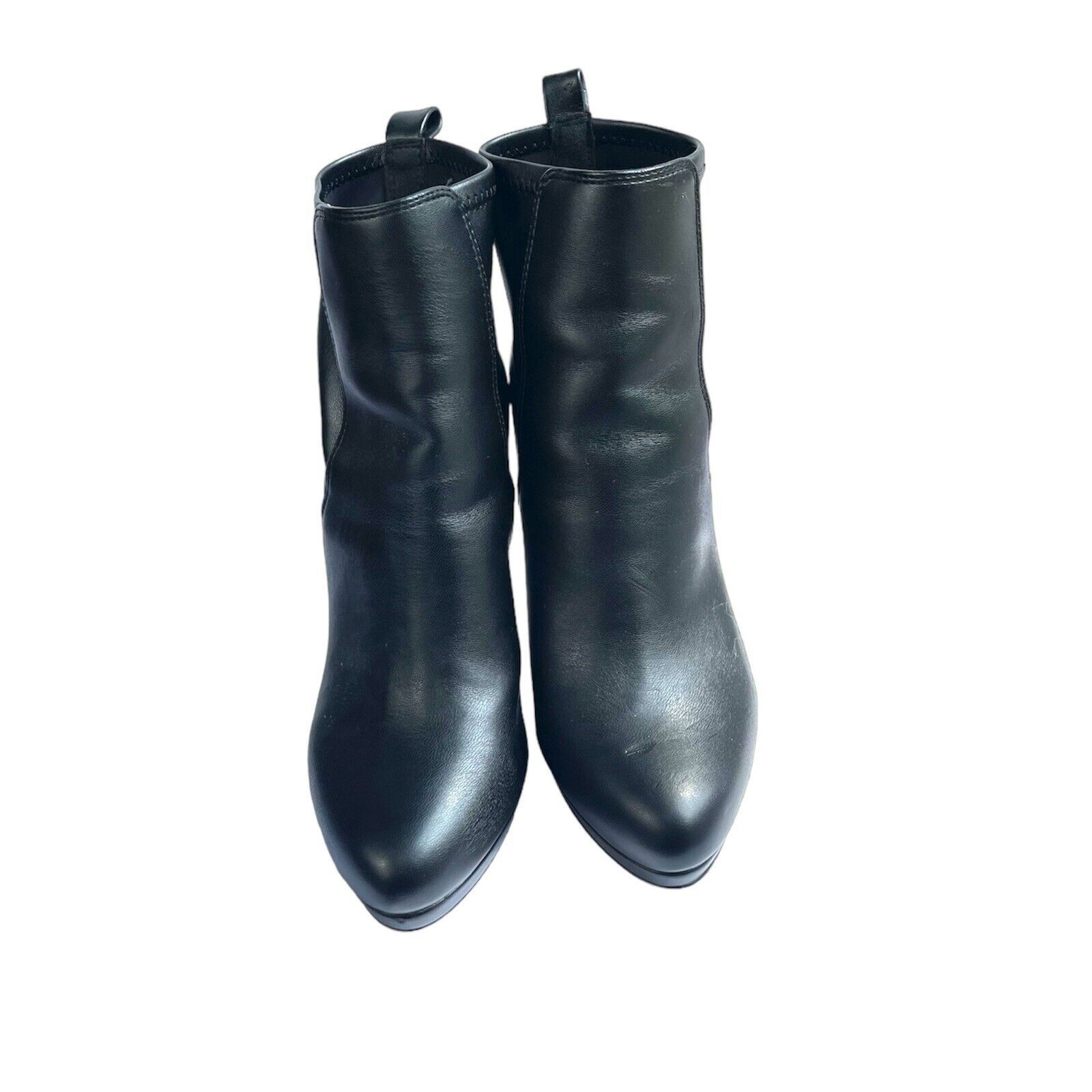 Nine West Womens Faux Leather Embossed Ankle Boots Black Booties 8m Heel: 4½ I